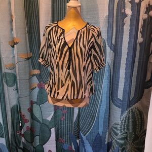 New York & Company Black and White Zebra Blouse